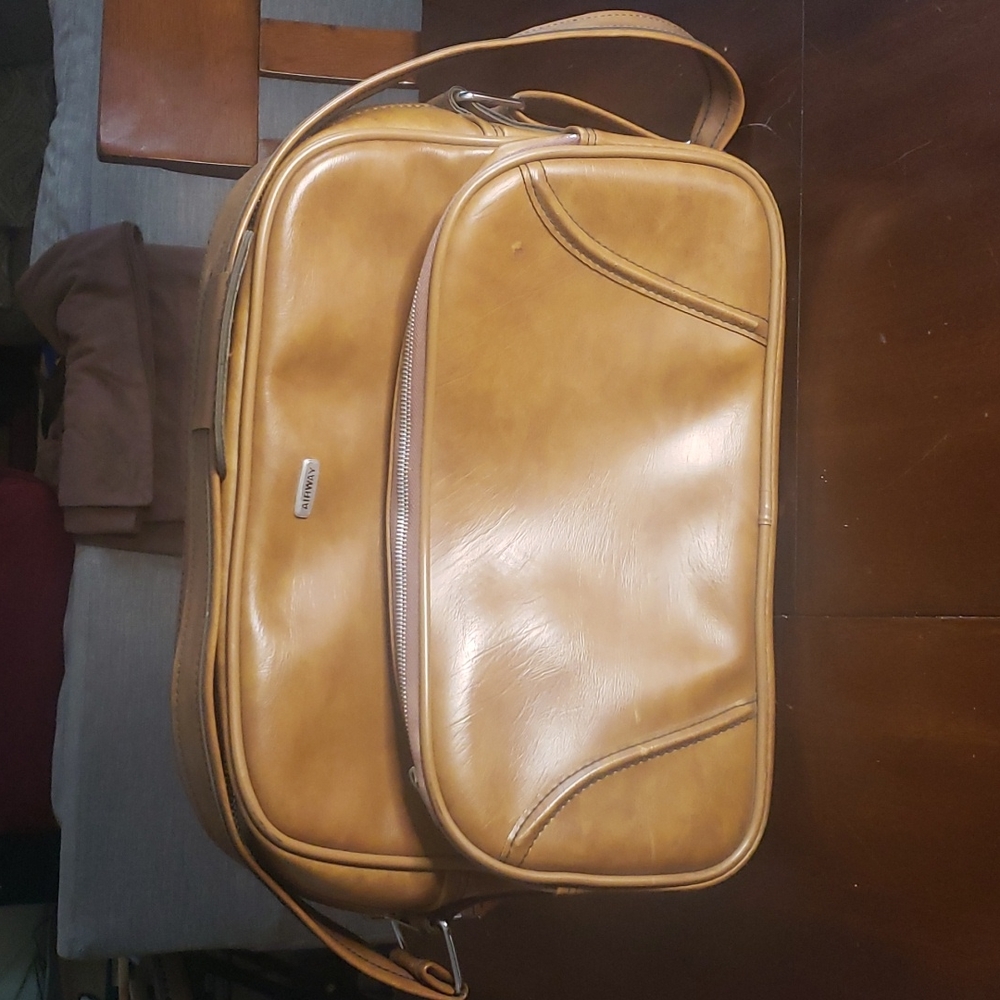 Vintage 70s Airway Carry-on Toffee Brown Case‎ Bag 16x12 In